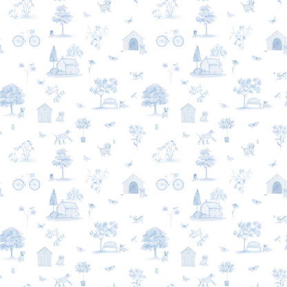 Tapetinho de EVA Dogs Toile de Jouy Azul Tini Tiny — tapete infantil premium feito no Brasil