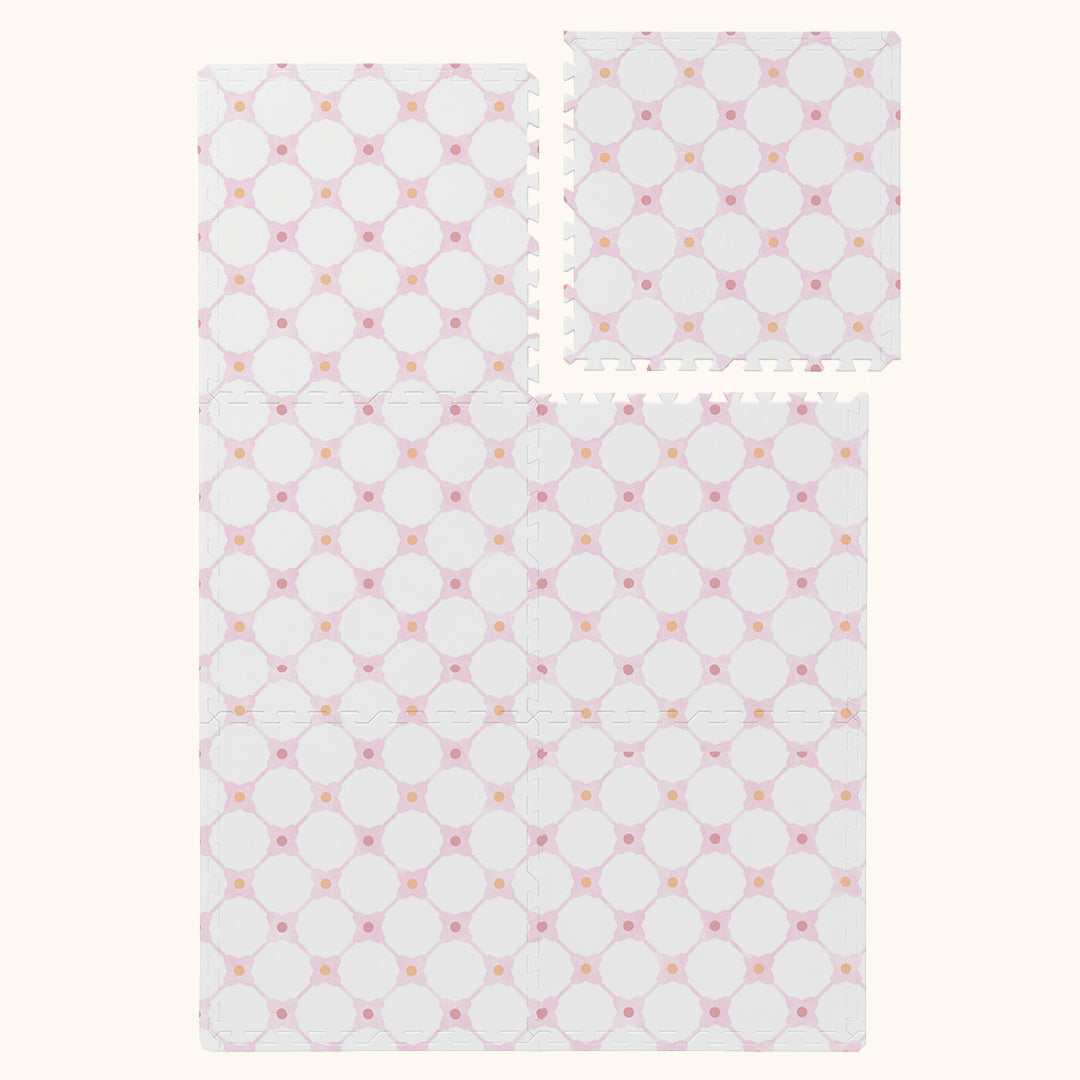 Tapetinho modular Tini Tiny Flower Power Rosa — disponível em 5 tamanhos, montagem flexível