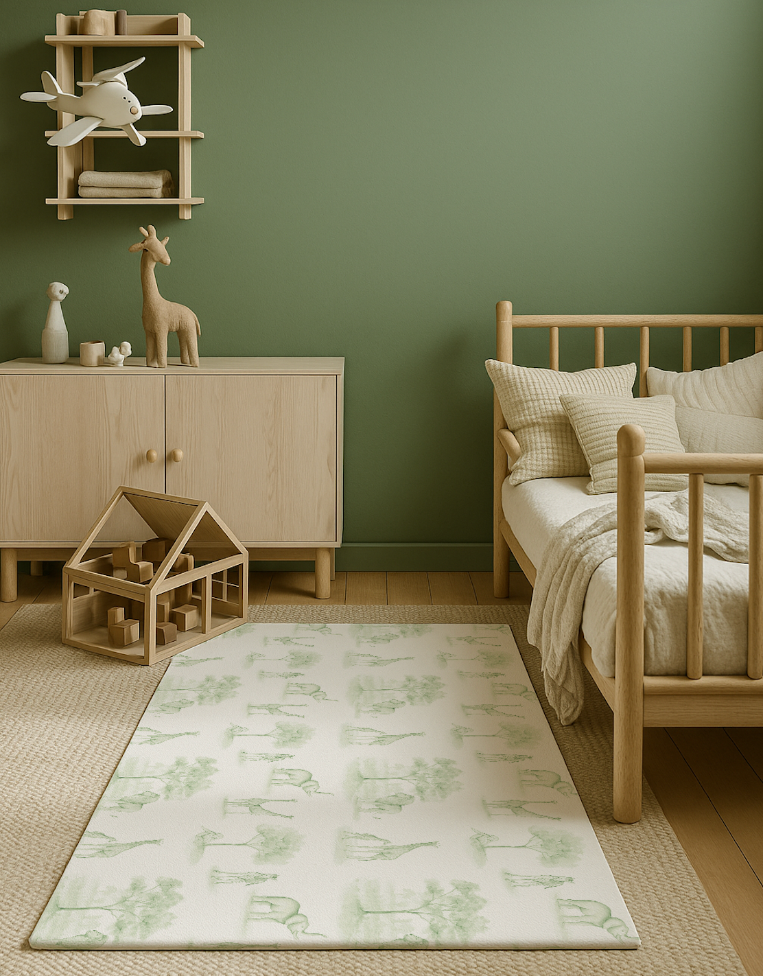 Tapete infantil Safari Tini Tiny no quarto de bebê — tapetinho de EVA premium