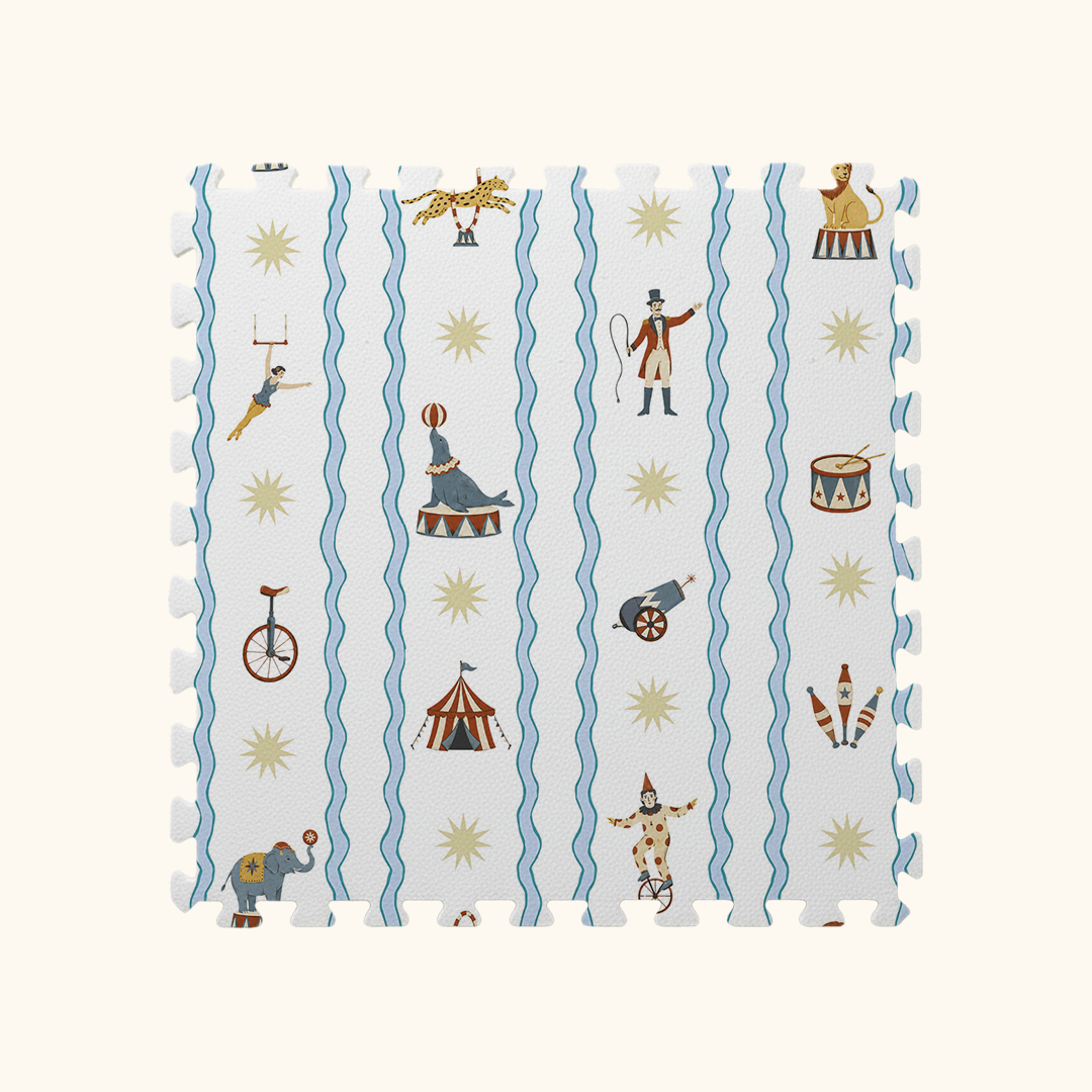 Tapetinho de EVA Circus Azul Tini Tiny — tapete infantil premium feito no Brasil