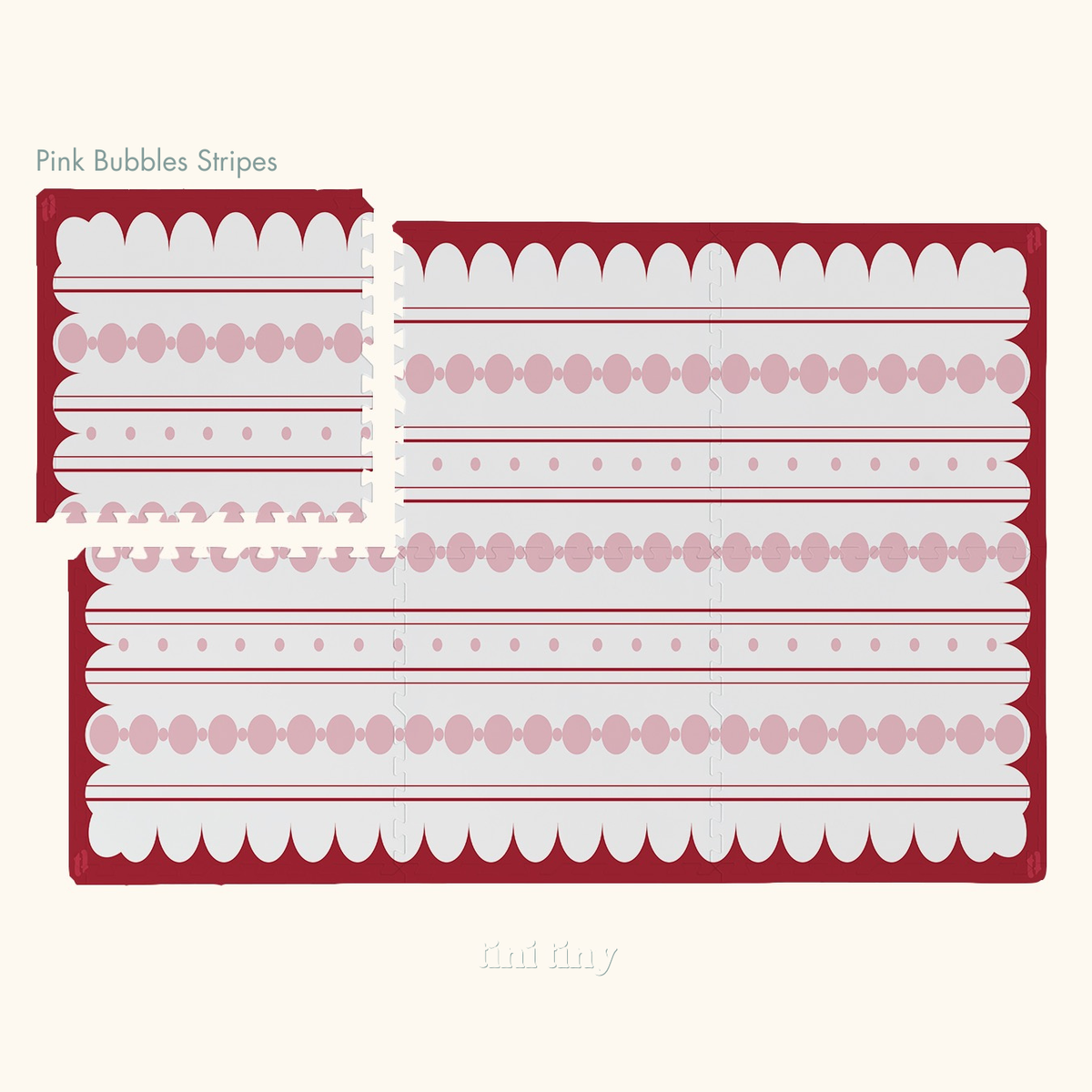 Tapetinho de EVA Pink Bubbles Stripes Tini Tiny — tapete infantil premium feito no Brasil