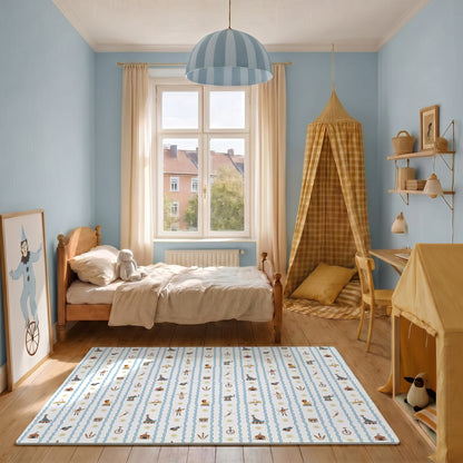 Tapete infantil Circus Azul Tini Tiny no quarto de bebê — tapetinho de EVA premium