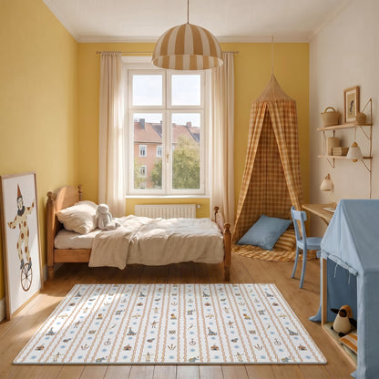 Tapete infantil Circus Amarelo Tini Tiny no quarto de bebê — tapetinho de EVA premium