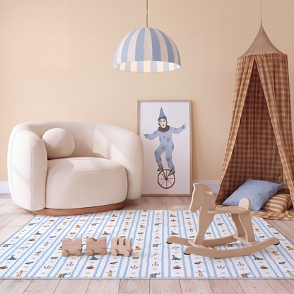 Tapete infantil Circus Azul Tini Tiny no quarto de bebê — tapetinho de EVA premium