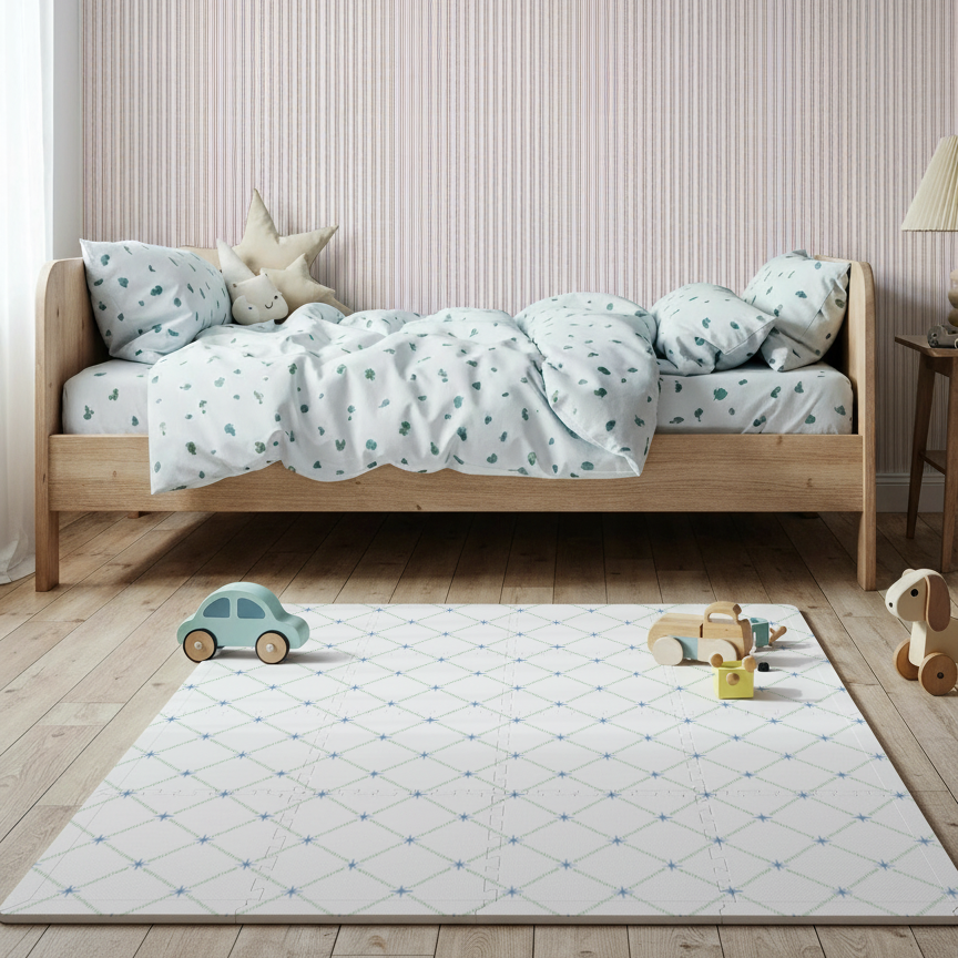 Tapete infantil Estrelas Navy Tini Tiny no quarto de bebê — tapetinho de EVA premium