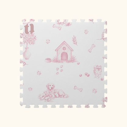 Tapetinho de EVA Toile de Jouy Dogs Rosa Tini Tiny — tapete infantil premium feito no Brasil