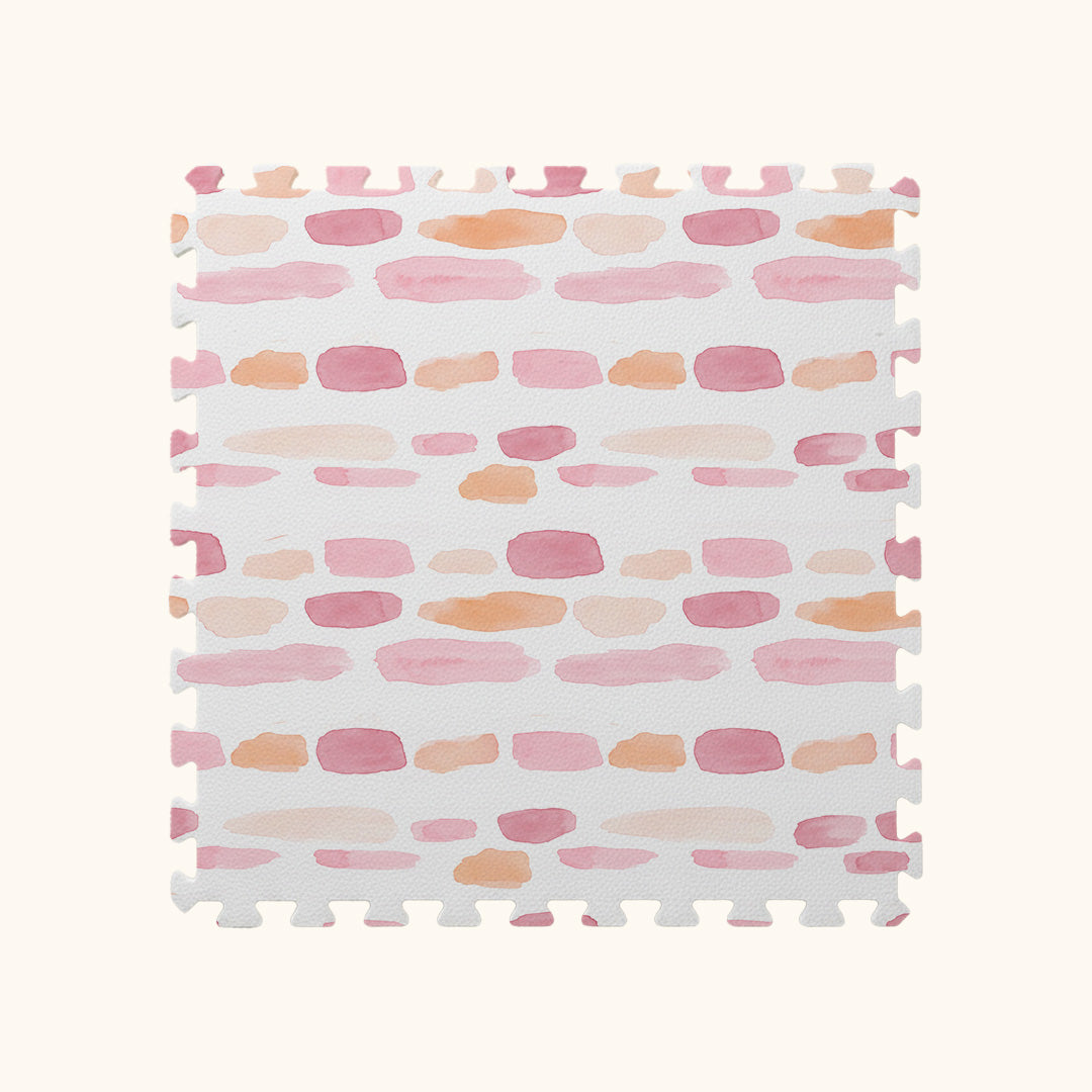 Tapetinho de EVA Pinceladas  Rosa & Laranja Tini Tiny — tapete infantil premium feito no Brasil
