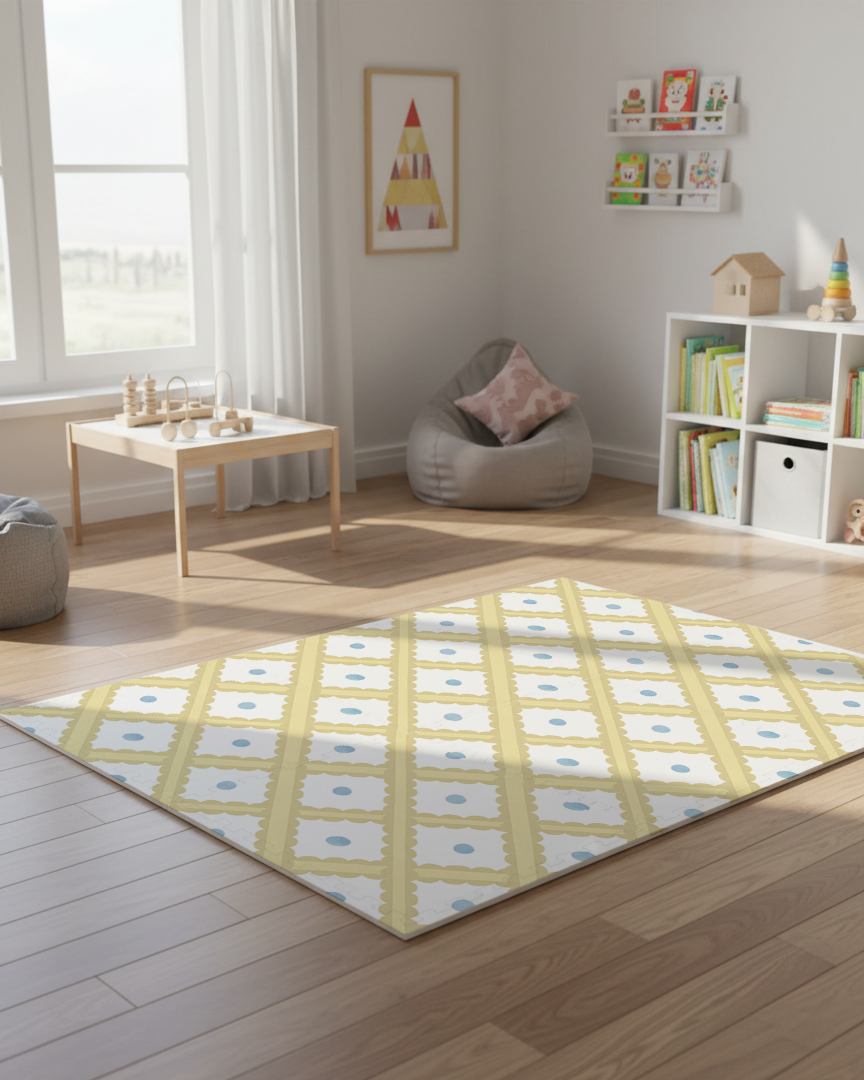 Tapete infantil Trellis Poá Tini Tiny no quarto de bebê — tapetinho de EVA premium