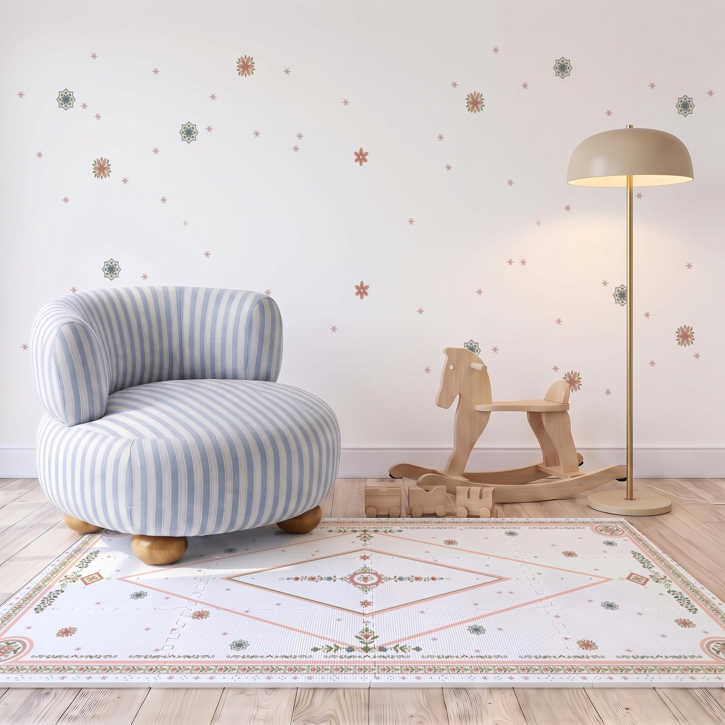 Tapete infantil Vintage Rose Tini Tiny no quarto de bebê — tapetinho de EVA premium