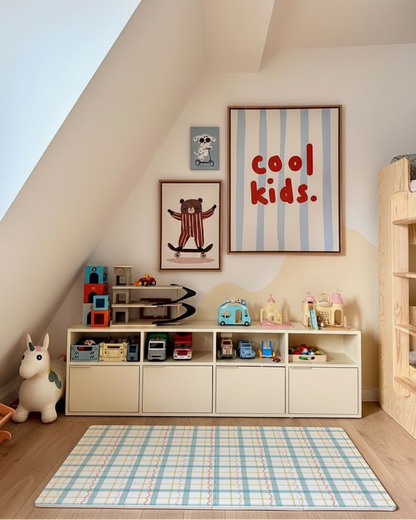 Tapete infantil Xadrez Wave Azul Tini Tiny no quarto de bebê — tapetinho de EVA premium